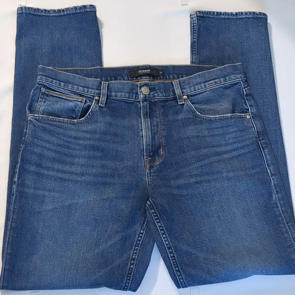 Hudson Blake Slim Straight Medium Wash Stretch Jean Sz 36